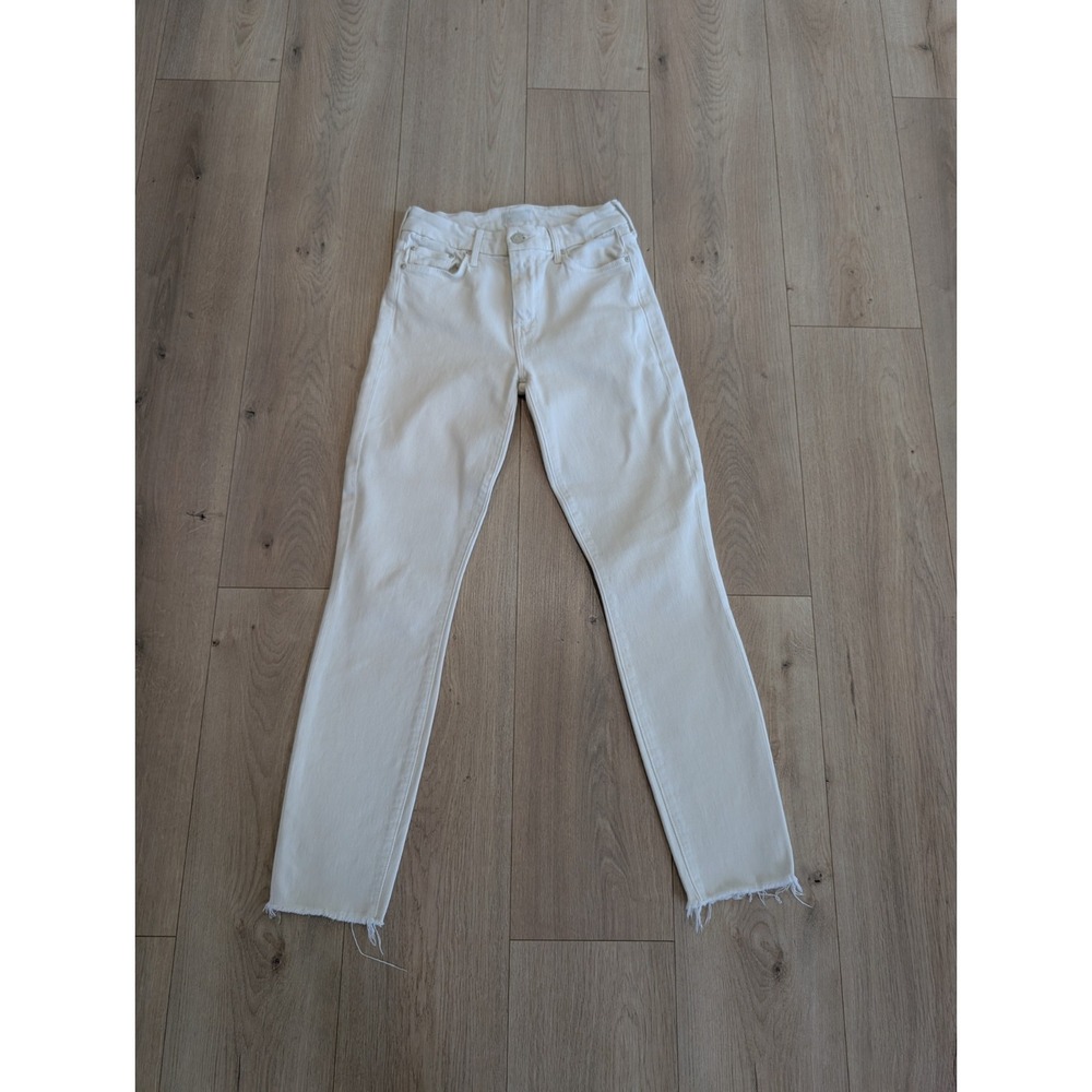 Mother The Looker Ankle Fray Gettin In "Ivory" Wash Cream Jeans Women's 24